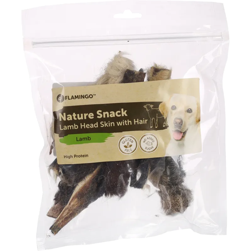 Dog Nature Snack Lamb Head Skin with Fur 200g ZOO.se