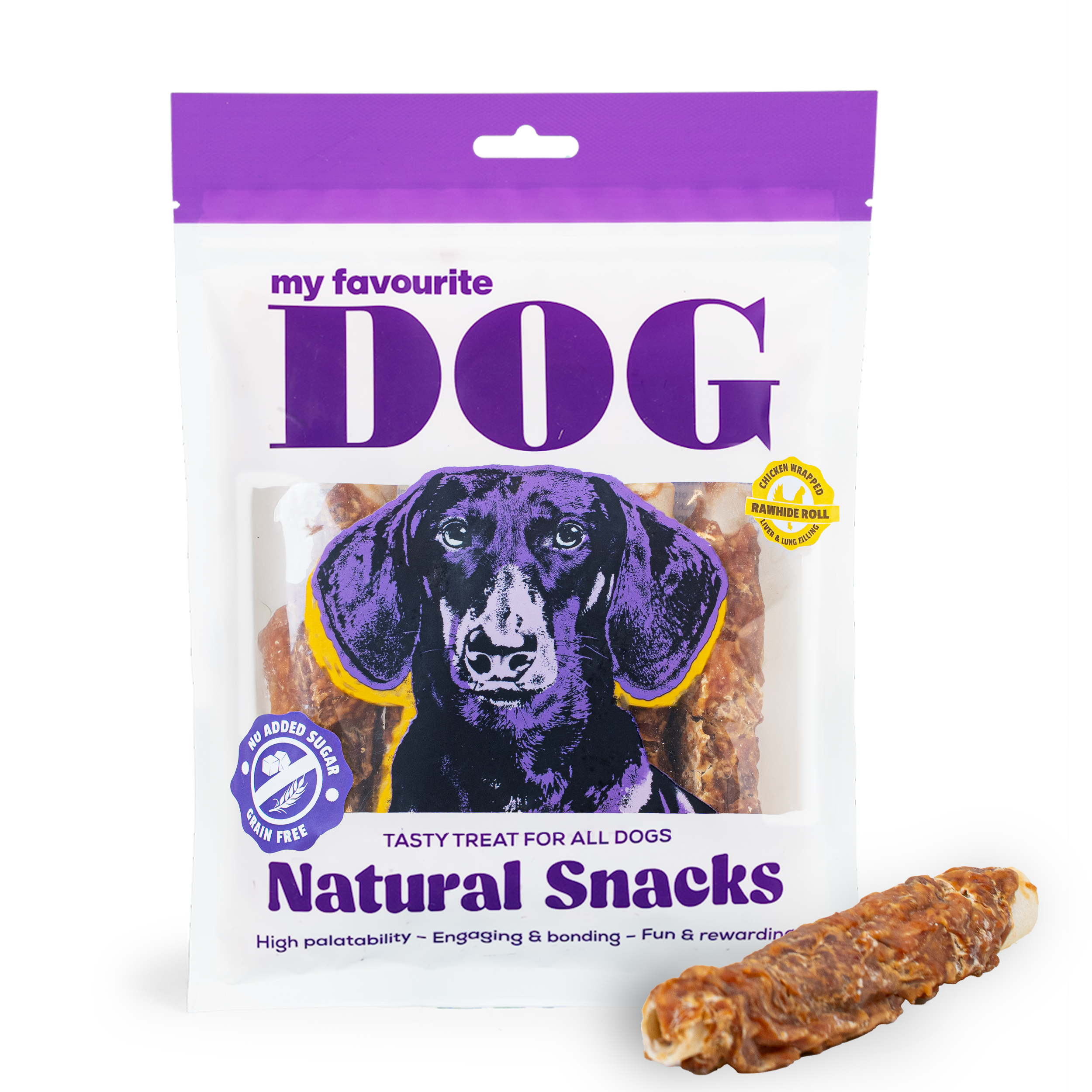 My favourite DOG - Chicken Wrapped Rawhide Roll With Liver & Lung Filling 12 cm, 6-pack, 360g - Hund - ZOO.se
