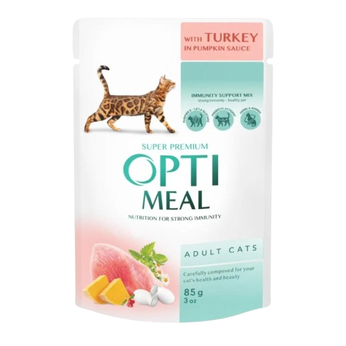 Optimeal - Adult Turkey In Pumpkin Sauce Våtfoder för katter 12 x 85 g - Katt - ZOO.se