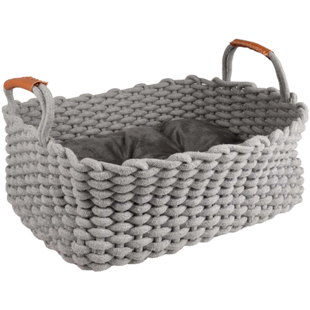 Basket Enya Rectangular + Cushion Grey 45x32x18cm