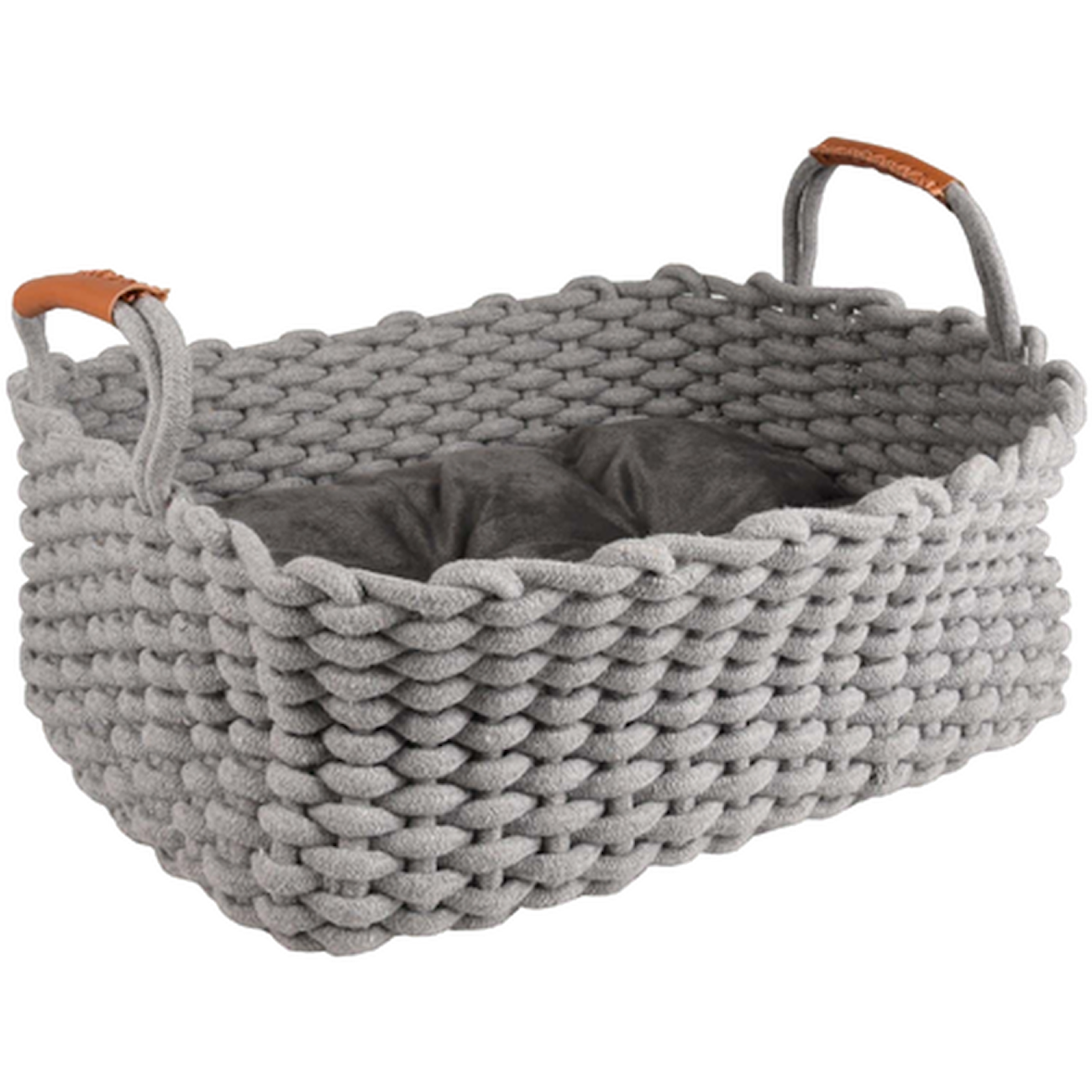 Basket Enya Rectangular + Cushion Gray 45 x 32 x 18 cm