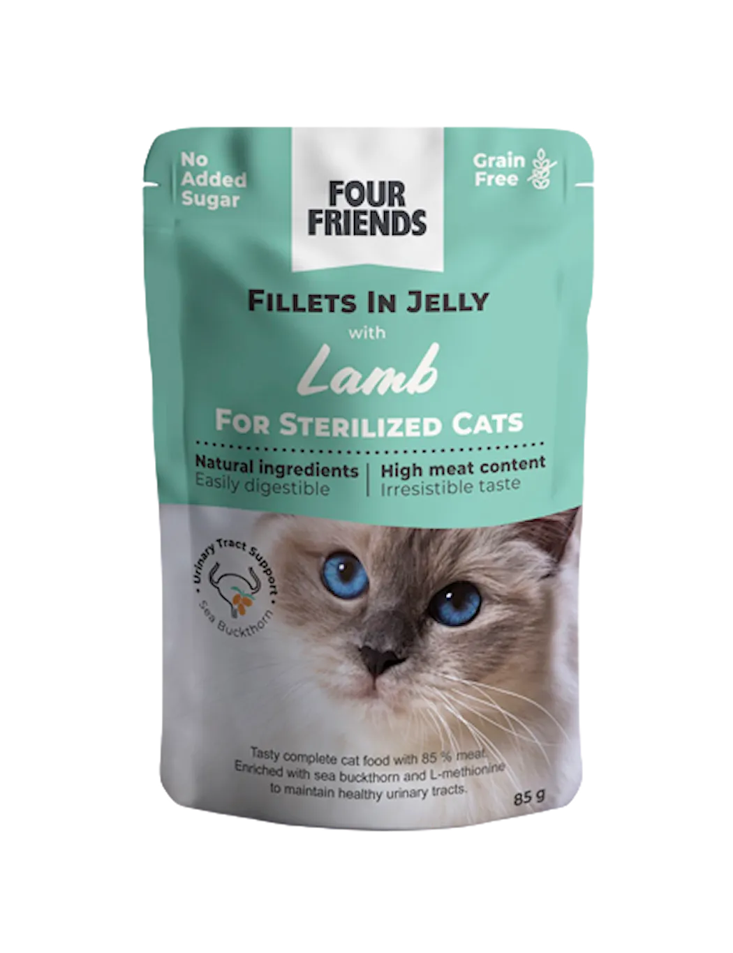FourFriends Sterilisert lammekjøtt i gelépose 85 g til katt