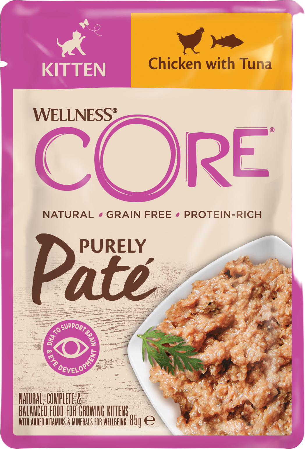 Cat purely pate Kitten, Chicken & Tuna 85 g