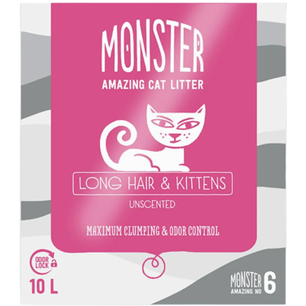Monster Kattsand Long Hair & Kitten Unscented 10 L