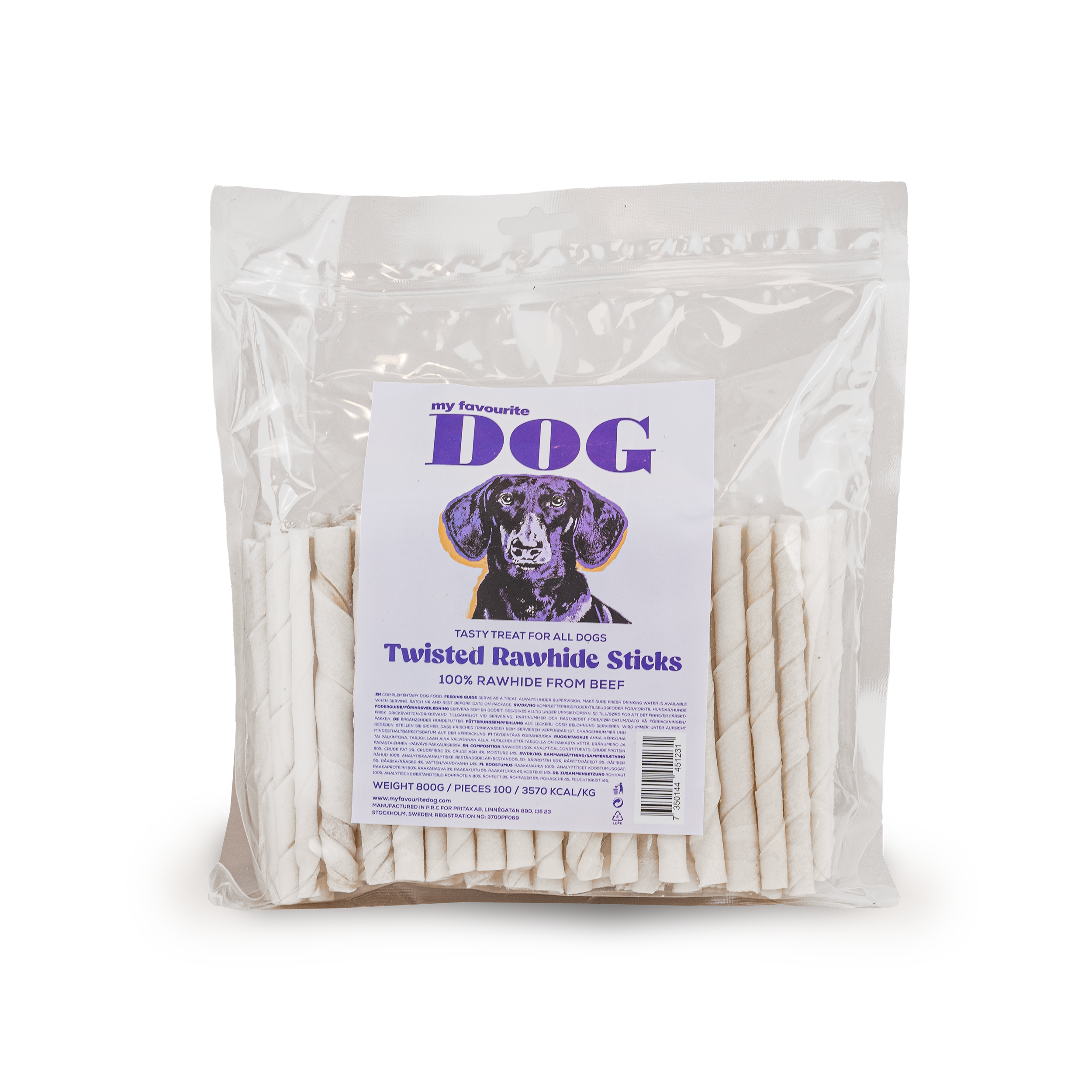 My favourite DOG - Twisted Rawhide Sticks 12,5 cm, 800 g, 100-pack - Hund - Hundgodis - ZOO.se