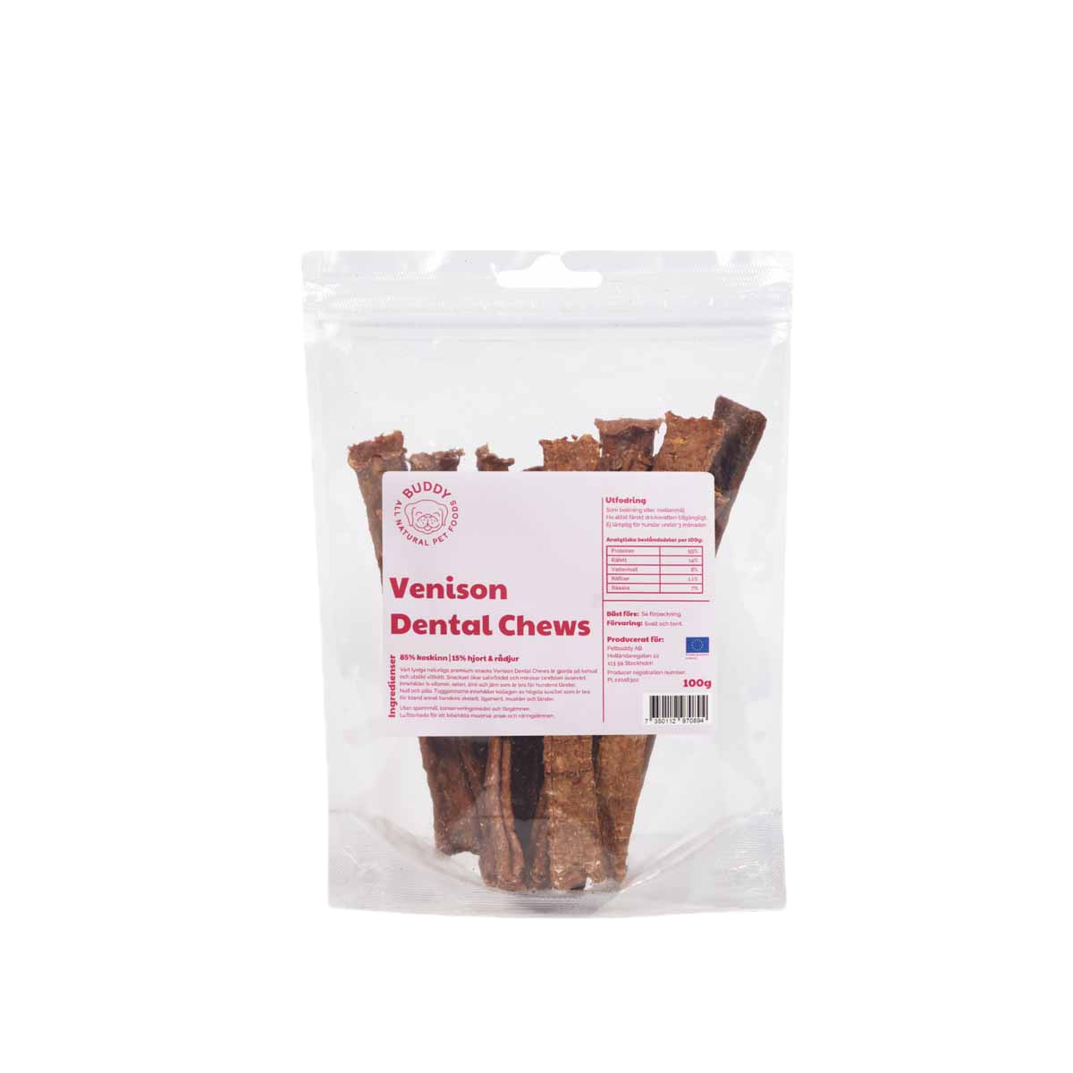 Buddy Pet Foods Buddy Pet Foods Venison Dental Chew 100 g