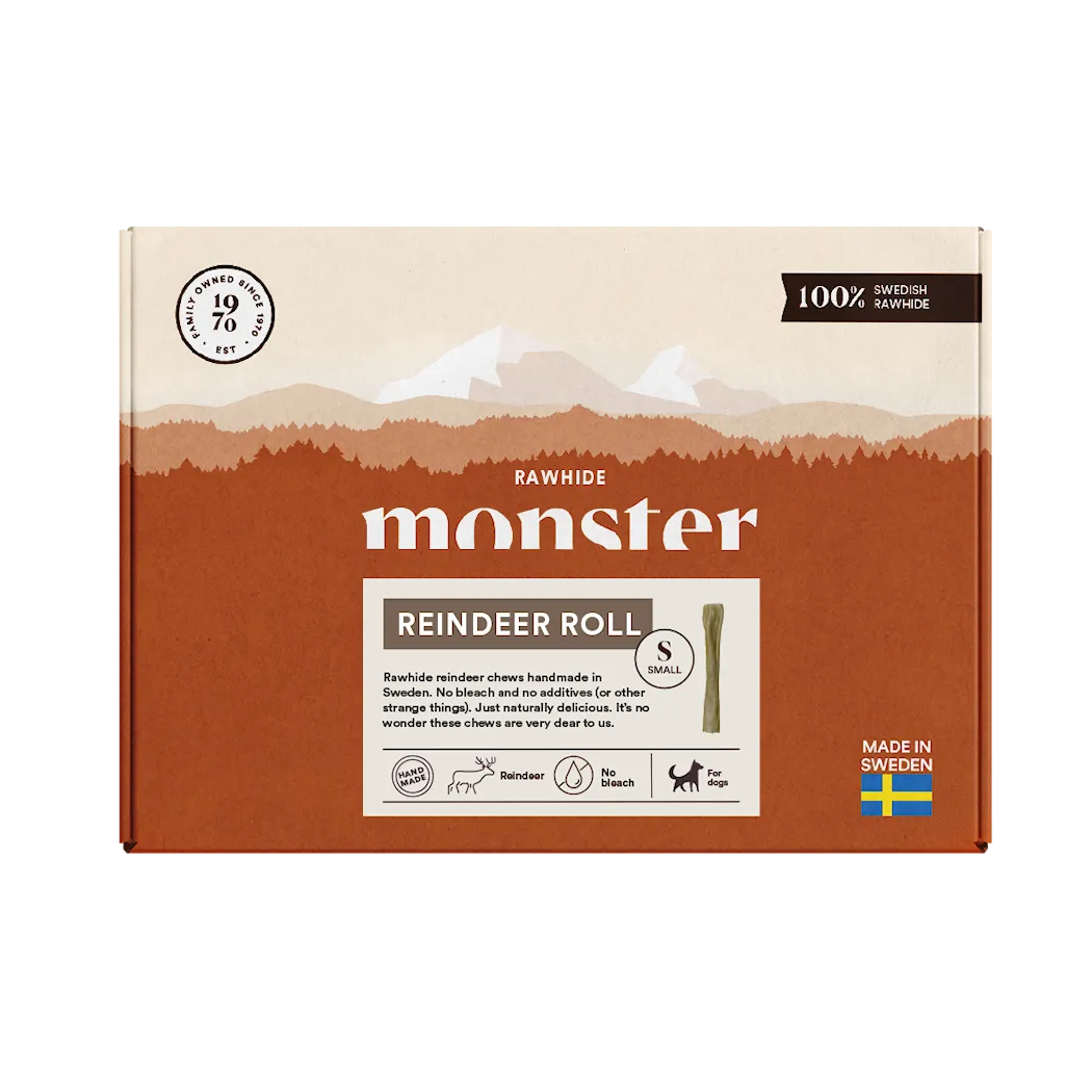 Monster Pet Food Rawhide Reindeer Roll Small Box 13 stk.