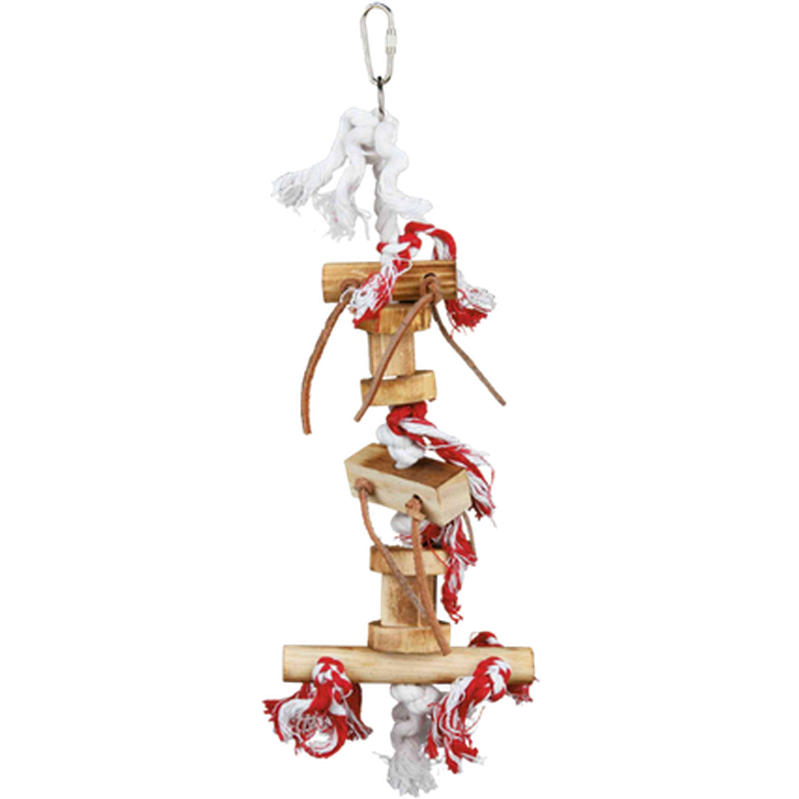 Wooden Toy on Rope with Leather Straps Brown 35 cm