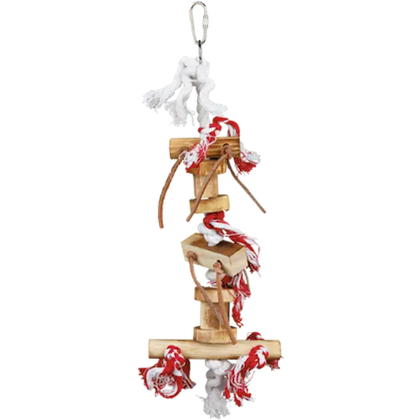 Wooden Toy on Rope with Leather Straps Brown 35 cm