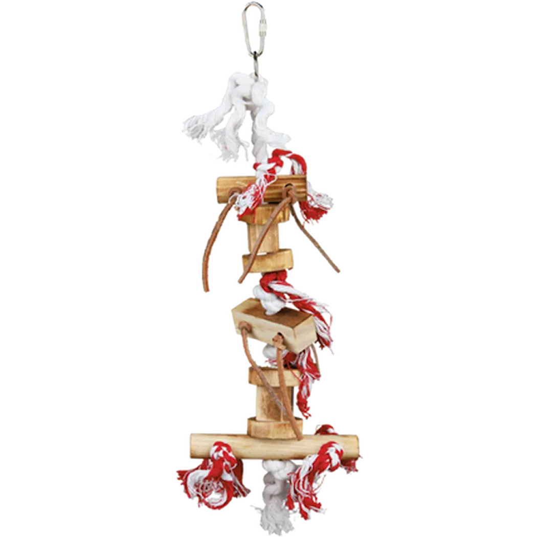 Wooden Toy on Rope with Leather Straps Brown 35 cm