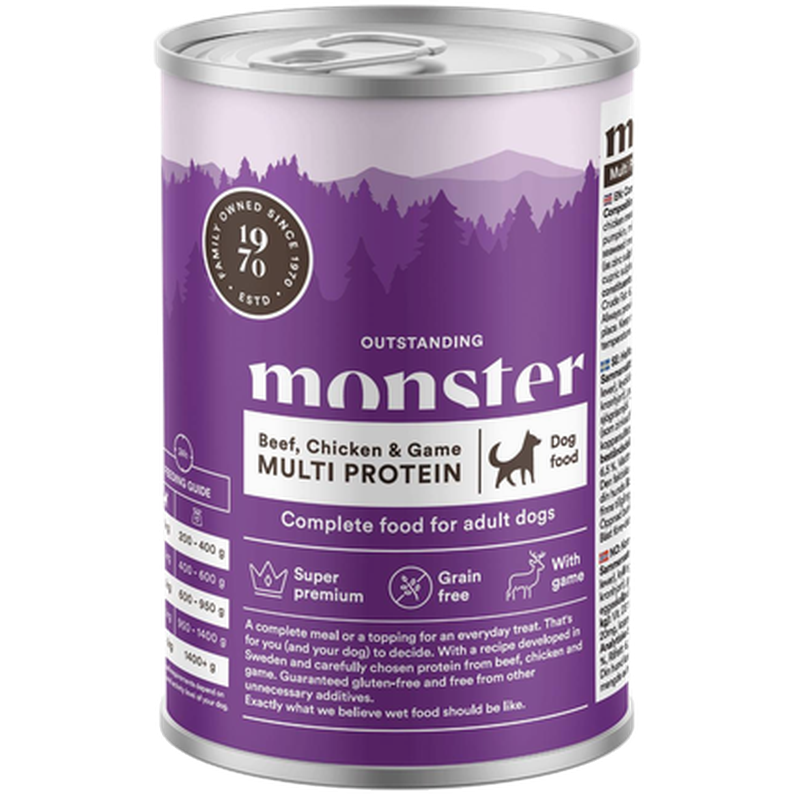 Dog Multi Beef/Chicken/Game på boks 400 g x 6 - Hund - Hundefôr & hundemat - Våtfôr & våtmat - Monster Pet Food