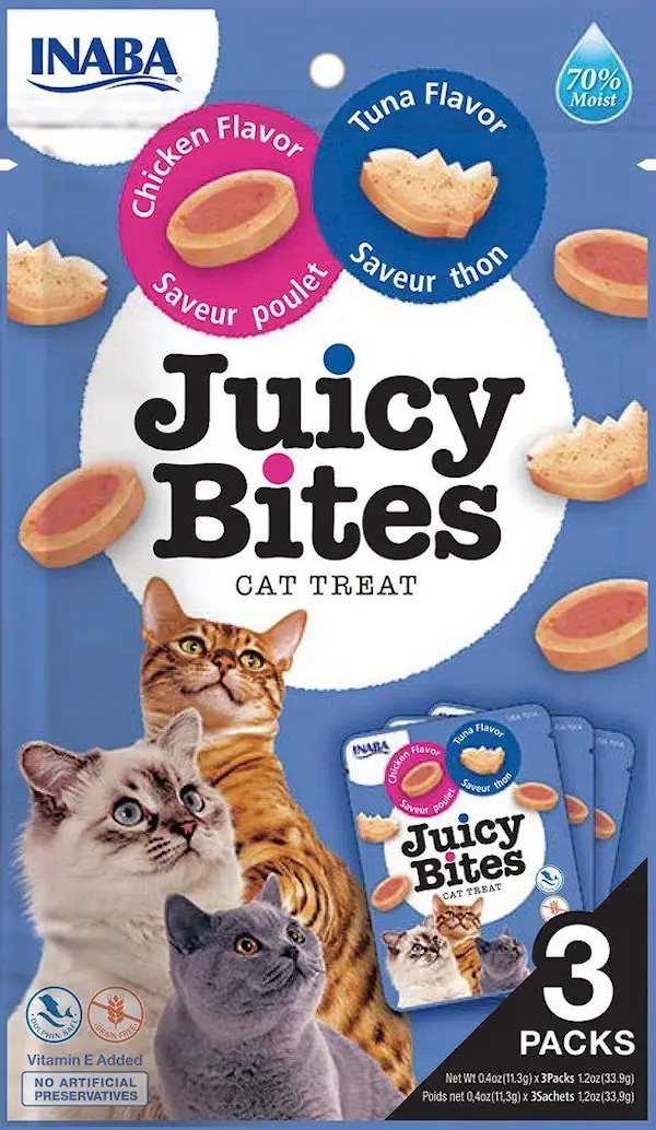 Cat Juicy Bites kylling og tunfisk, 3-pk.