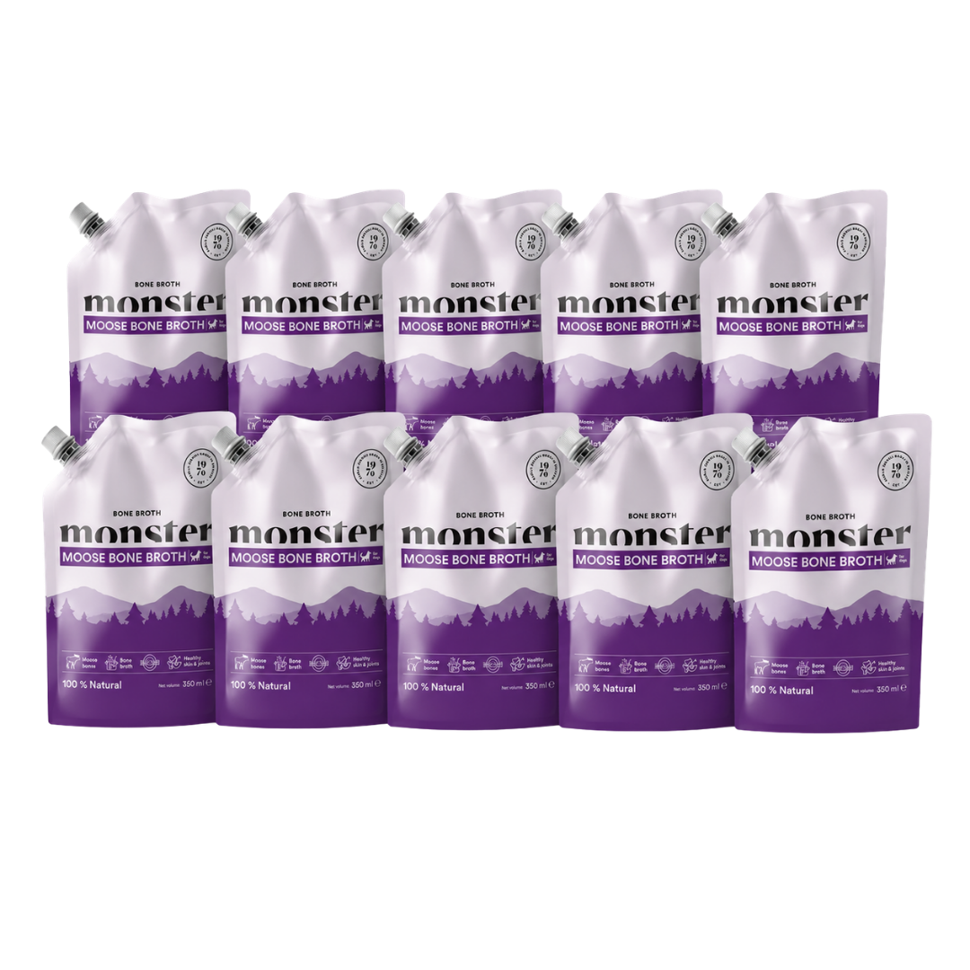 Bone Broth Moose 10x350 ml - Hund - Hundmat & hundfoder - V&aring;tmat & V&aring;tfoder f&ouml;r hund - Monster Pet Food - ZOO.se