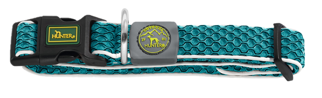Hunter - Hundhalsband Hilo Vario Basic Mesh Turkos S-M 30-43cm - Hund - ZOO.se