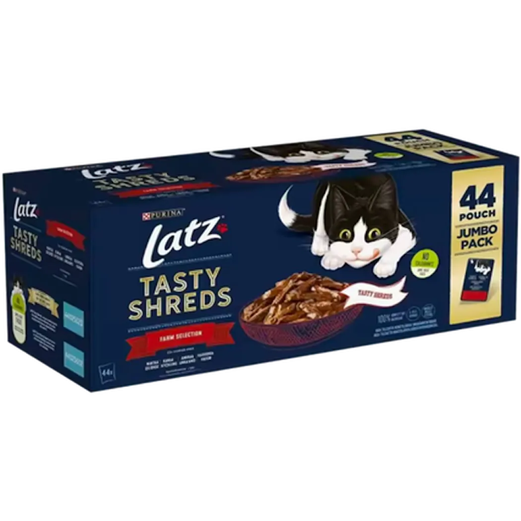 Purina Latz Latz Tasty Shreds Farm Selection Blue 44 x 85 g