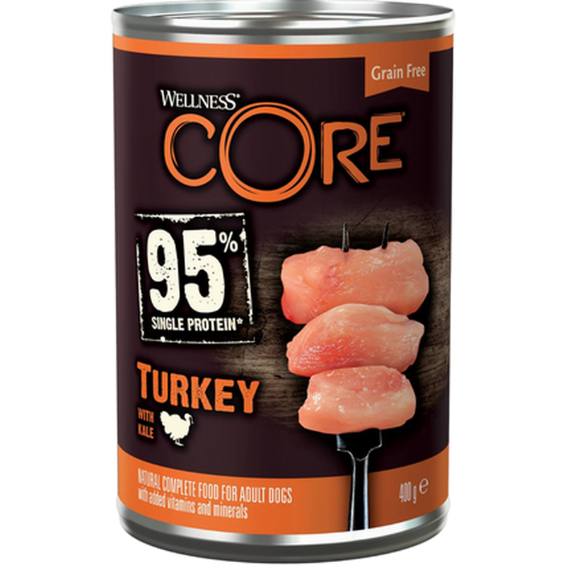 CORE Petfood - Dog Adult 95% Single Protein All Breed kalkun og grønnkål våt 400 g x 6 - Hund - Hundefôr & hundemat - Våtfôr & våtmat - ZOO.no