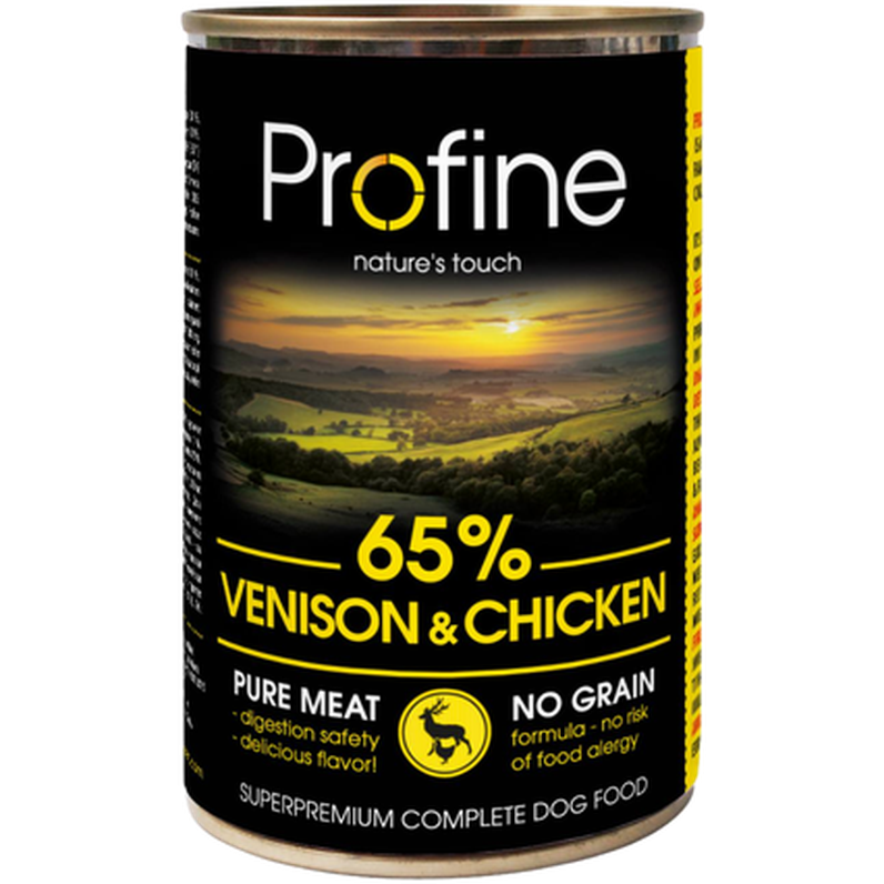 Profine - Dog Wet Food Cans 65% Venison & Chicken 400g x 12 - Hund - Hundmat & hundfoder - ZOO.se