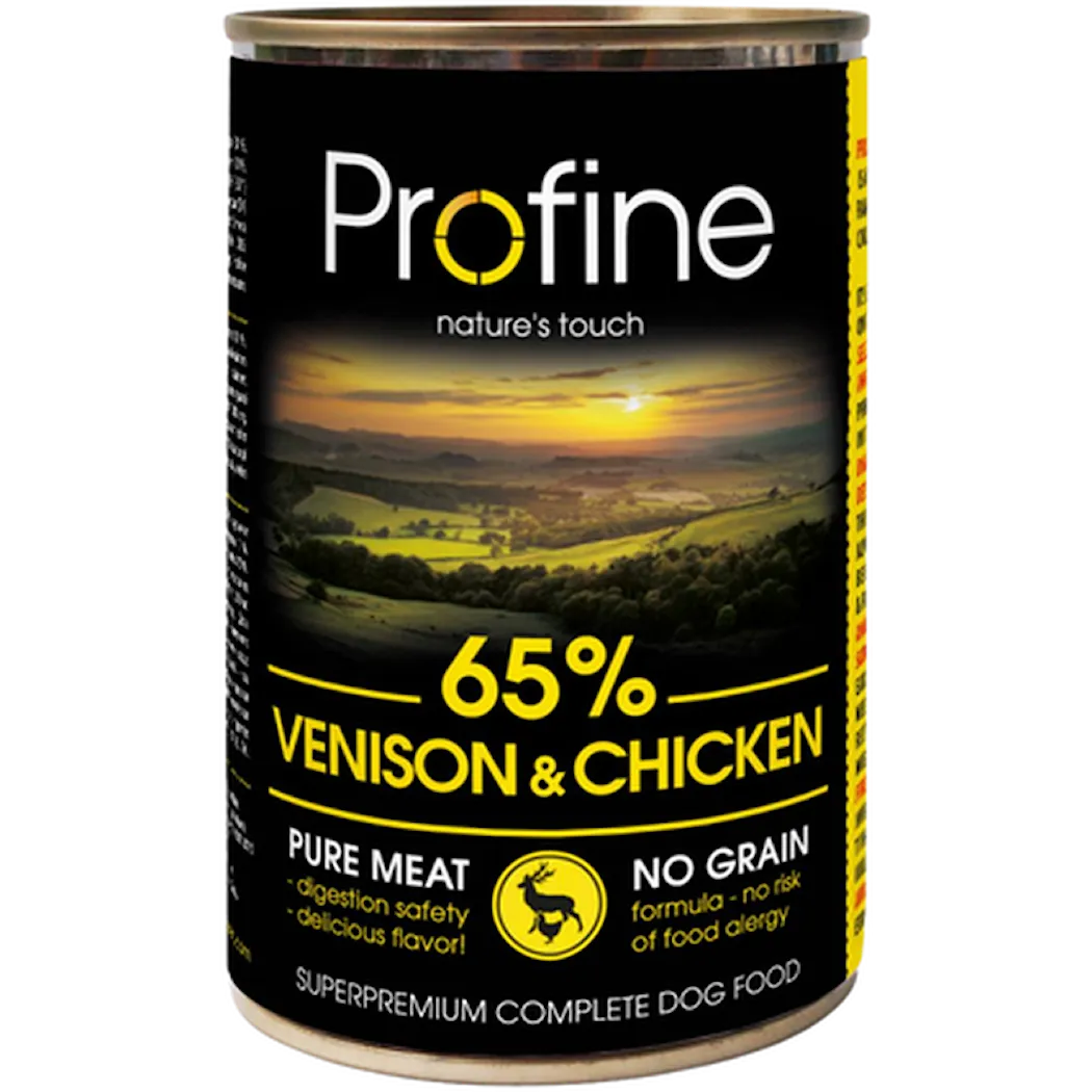 Dog Wet Food Cans 65% Venison & Chicken