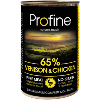 Dog Wet Food Cans 65% Venison & Chicken