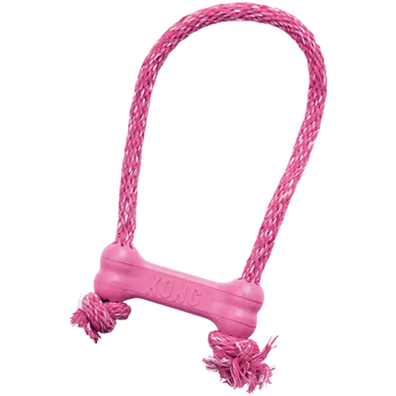 Puppy Goodie Bone with Rope Rubber Dog Toy Mix XSmall