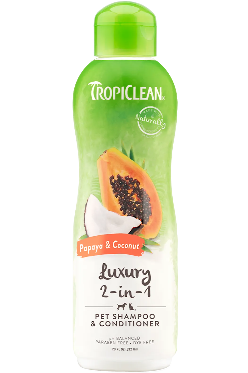 TropiClean Papaya & Coconut Luxury 2-i-1 Shampoo and Conditioner for Pets 355 ml.